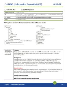 CIT 0110 22 CalWIN Transition to CalSAWS Imaging Preparation Activities