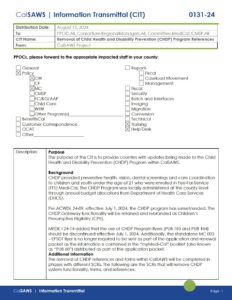CIT 0131-24 Removal of Child Health and Disability Prevention (CHDP ...